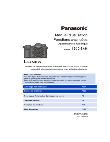 Manuel du propriétaire | Panasonic DC-G9 Manuel utilisateur | Fixfr