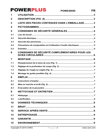 Manuel du propriétaire | Powerplus POWE30050 Manuel utilisateur | Fixfr