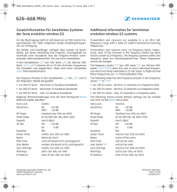 Sennheiser BERB 626-668MHZ Manuel utilisateur