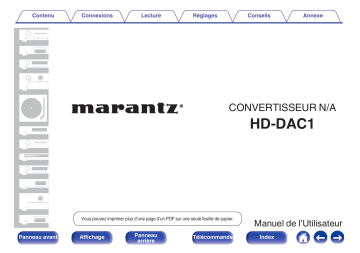 Manuel du propriétaire | Marantz HD-DAC1 Manuel utilisateur | Fixfr