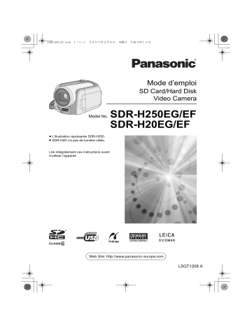 SDR H20 EG | SDR H250 EF | SDR H250 EG | Panasonic SDR H20 EF Mode d'emploi | Fixfr