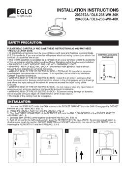 Eglo 204086A 6 in. 4000K Color Temperature New Construction or Remodel Recessed Integrated LED Kit Guide d'installation