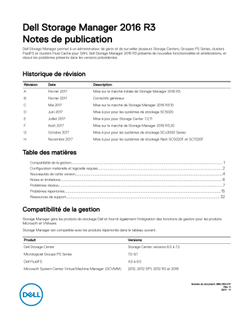 Storage SCv2000 | Storage SC7020 | Compellent SC4020 | Compellent Series 40 | Storage SC5020 | Storage SC8000 | Compellent FS8600 | Dell Storage SCv3020 storage Manuel du propriétaire | Fixfr