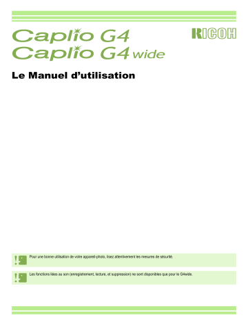 Ricoh Caplio G4 wide Manuel utilisateur | Fixfr