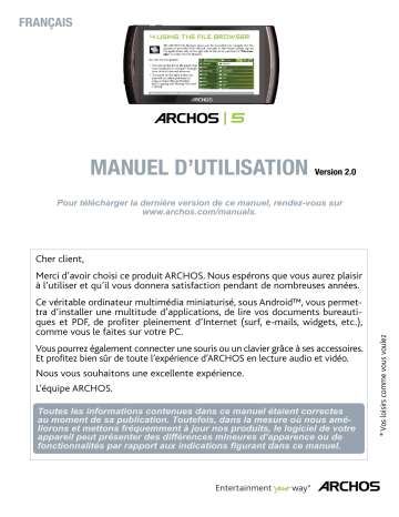 Archos 5 version 2.0 Manuel utilisateur | Fixfr