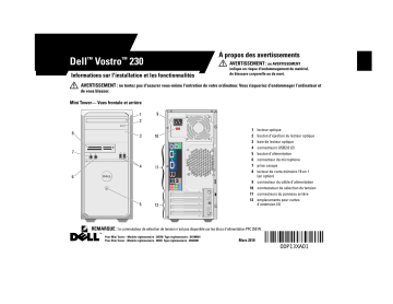 Dell Vostro 230 desktop Guide de démarrage rapide | Fixfr