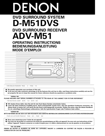 Manuel du propriétaire | Denon D-M51DVS Manuel utilisateur | Fixfr