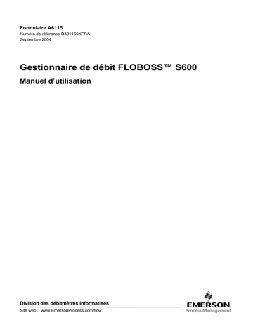 Mode d'emploi | Remote Automation Solutions FloBoss S600 (Gestionnaire de Debit FloBoss S600) Manuel utilisateur | Fixfr