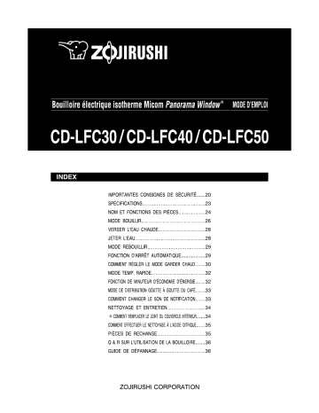 Manuel du propriétaire | Zojirushi CD-LFC30/40/50 Manuel utilisateur | Fixfr