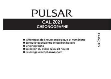 Mode d'emploi | Pulsar Z021 Manuel utilisateur | Fixfr