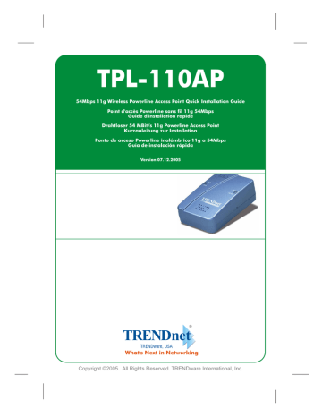 Trendnet TPL-110AP Wireless Powerline Access Point Manuel utilisateur | Fixfr
