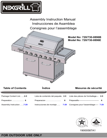 720-0896BX | Nexgrill Deluxe 6-Burner Propane Gas Grill in Slate with Ceramic Searing Side Burner Plus Grill Cover Guide d'installation | Fixfr
