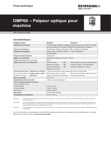 Renishaw OMP60 optical machine probe Manuel utilisateur | Fixfr