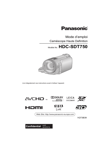 Panasonic HDC SDT750 Mode d'emploi | Fixfr