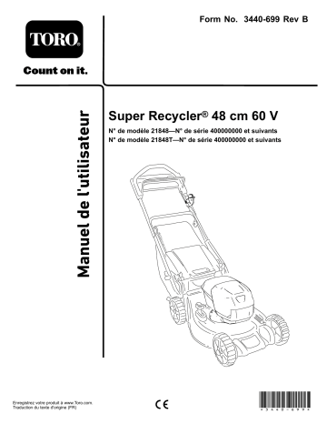 Toro 48cm 60V Super Recycler Walk Behind Mower Manuel utilisateur | Fixfr