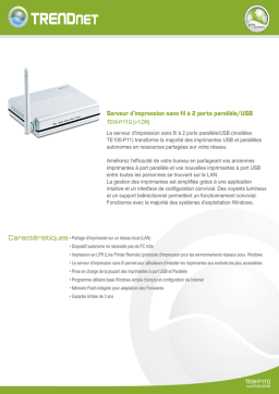 Trendnet TEW-P11G Wireless 2-Port USB/Parallel Print Server Fiche technique