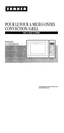 Manuel du propriétaire | ZANKER MCV963COMBI Manuel utilisateur | Fixfr