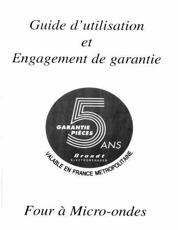 GTF936 | Manuel du propriétaire | Brandt GTF935 Manuel utilisateur | Fixfr