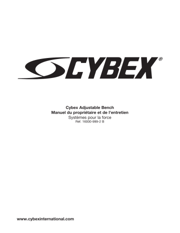 Manuel du propriétaire | Cybex International 16000 ADJUSTABLE BENCH Manuel utilisateur | Fixfr