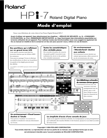 Manuel du propriétaire | Roland HPi-7 Manuel utilisateur | Fixfr