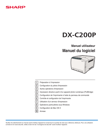 Manuel du propriétaire | Sharp DX-C200P Manuel utilisateur | Fixfr