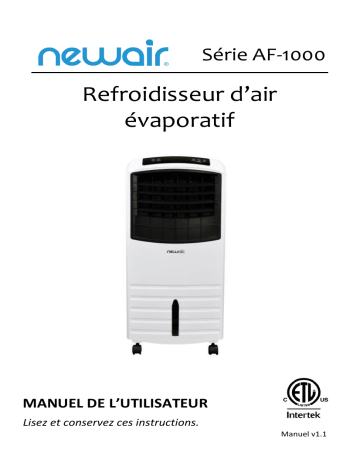 AF-1000B-REM | AF-1000W-REM | AF-1000W | AF-1000B | NewAir AF-1000R-REM Remanufactured 2-in-1 Evaporative Cooler and Fan, 300 sq. ft. in Red  Manuel utilisateur | Fixfr