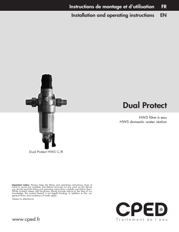 CPED Combiné réducteur de pression de filtre Dualprotect Mode d'emploi | Fixfr