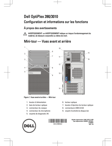 Dell OptiPlex 3010 desktop Guide de démarrage rapide | Fixfr