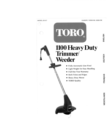 Toro 1100 Electric Trimmer Manuel utilisateur | Fixfr