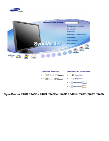Manuel du propriétaire | Samsung SYNCMASTER 740B Manuel utilisateur | Fixfr