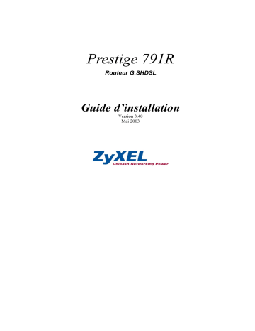 Manuel du propriétaire | ZyXEL PRESTIGE 791R Manuel utilisateur | Fixfr