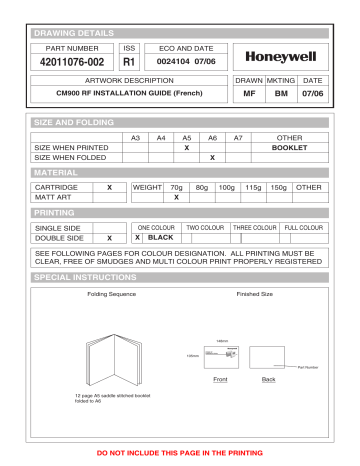 Manuel du propriétaire | Honeywell CM900 RF Manuel utilisateur | Fixfr