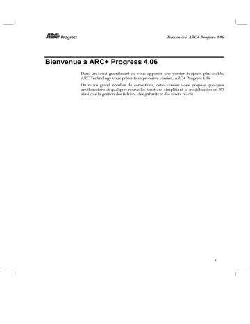 Manuel du propriétaire | ARC TECHNOLOGY ARC+ PROGRESS 4.06 Manuel utilisateur | Fixfr