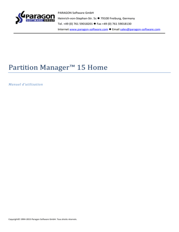 Paragon Software Partition Manager 15 home Manuel utilisateur | Fixfr