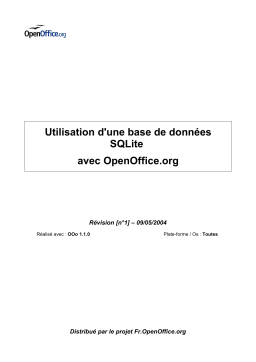 OPEN OFFICE UTILISATION D UNE BASE DE DONNEES SQLITE Manuel utilisateur