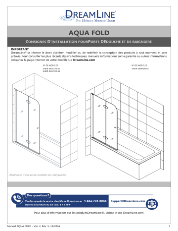 Installation manuel | DreamLine SHDR-3634720-01 Shower Door Guide d'installation | Fixfr