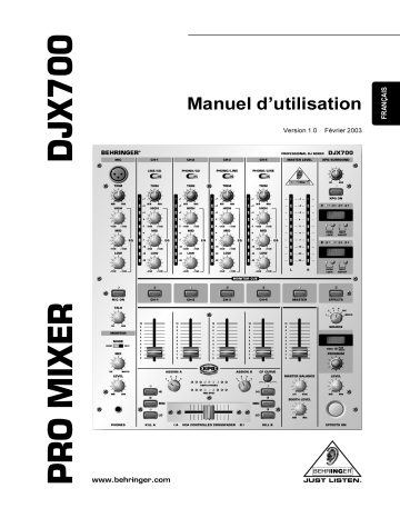 Manuel du propriétaire | Behringer DJX700 Manuel utilisateur | Fixfr