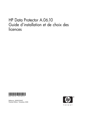 Manuel du propriétaire | HP DATA PROTECTOR V6.1 SOFTWARE Manuel utilisateur | Fixfr