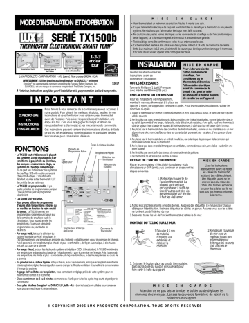 TX1500E | Lux Products TX1500 Manuel du propriétaire | Fixfr