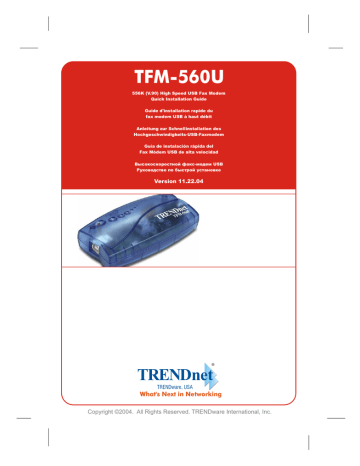 Trendnet TFM-560U TRENDnet’s 56K (V.90) High Speed USB Fax Modem Manuel utilisateur | Fixfr