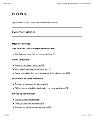 NW A27 | Mode d'emploi | Sony NW A26 Manuel utilisateur | Fixfr