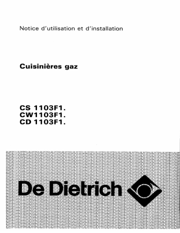 CD1103F1N | CW1103F1 | CD1103F1 | CD1103F1B | CW1103F1B | Manuel du propriétaire | De Dietrich CS1103F1B Manuel utilisateur | Fixfr