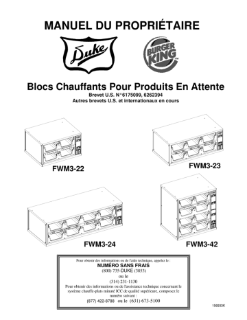 FWM3-23 CE | FWM3-24 CE | FWM3-22 CE | Mode d'emploi | Duke Manufacturing FWM3-42 CE Manuel utilisateur | Fixfr