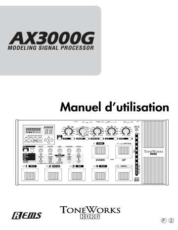 Manuel du propriétaire | Korg AX3000G Manuel utilisateur | Fixfr