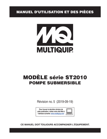 Mode d'emploi | MQ Multiquip ST2010-Series Pompes submersible Manuel utilisateur | Fixfr