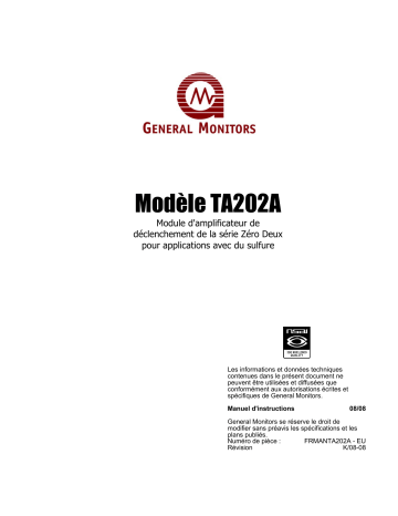 General Monitors T02A Single Channel H2S Trip Amplifier Module Manuel du propriétaire | Fixfr
