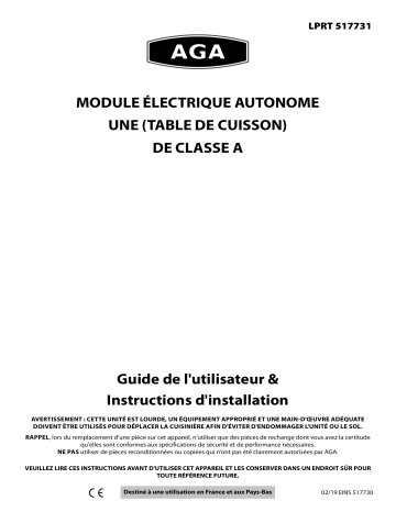 TC & DC INTEGRATED MODULE CERAMIC HOB | AGA FREESTANDING ELECTRIC MODULE CERAMIC HOB Manuel du propriétaire | Fixfr