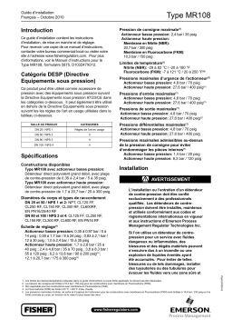 Fisher MR108 Guide d'installation