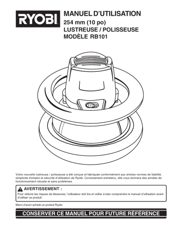 Manuel du propriétaire | Ryobi RB101 Manuel utilisateur | Fixfr