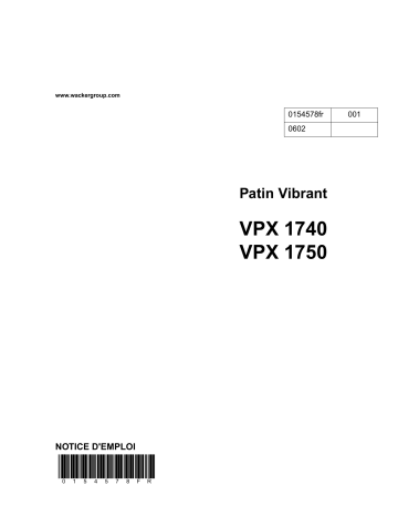 VPX1750 | Wacker Neuson VPX1740 Single direction Vibratory Plate Manuel utilisateur | Fixfr